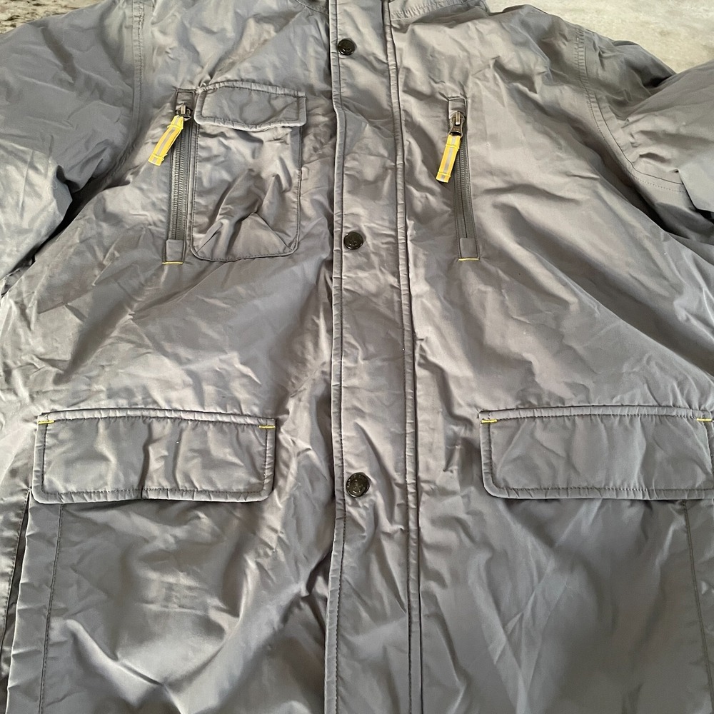 Lands End Down Feather Jacket Kids Boy Sz XL 18-20 Gray Faux Fur Hood Insulated - Picture 8 of 16